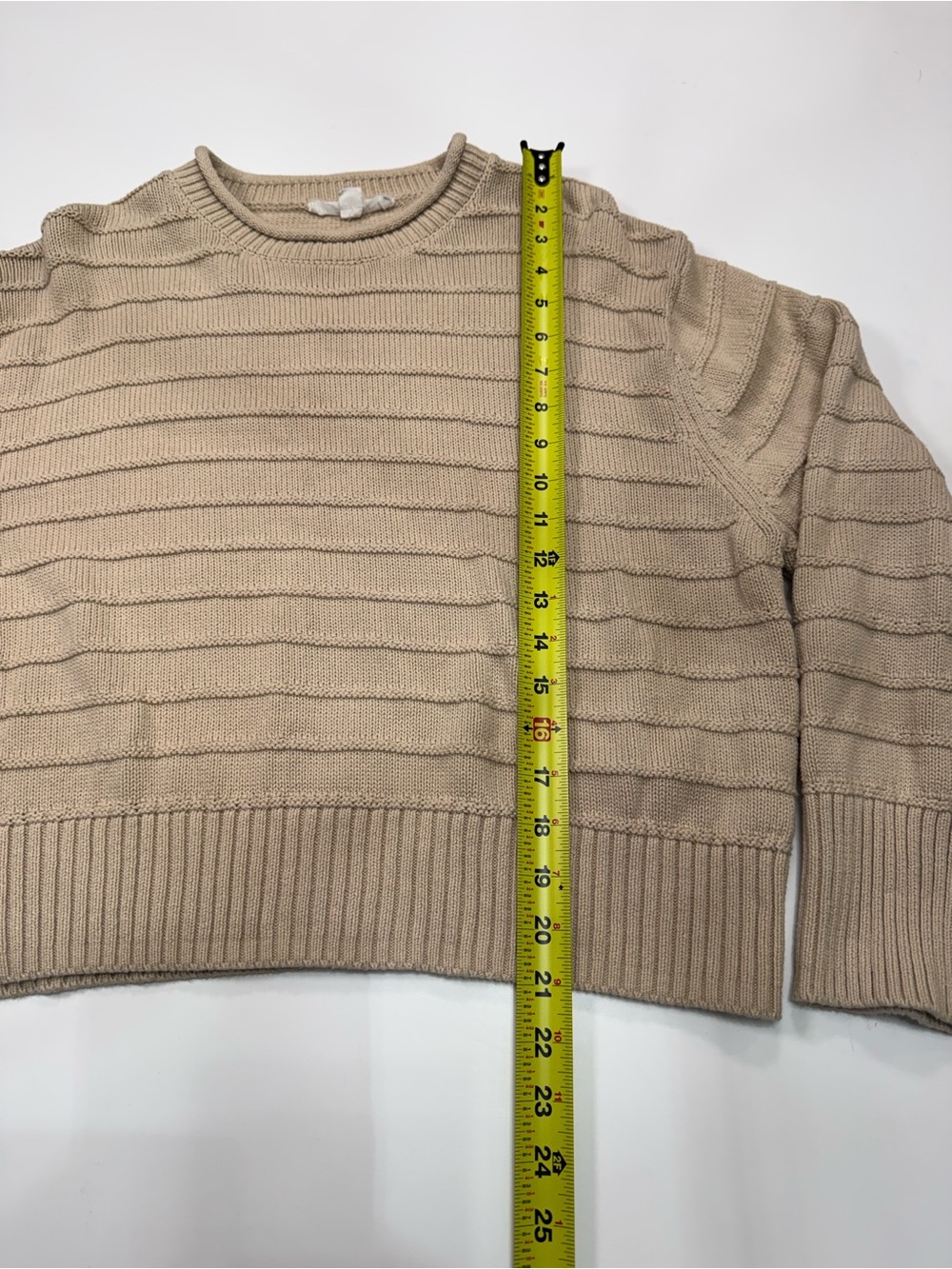 BRIT NY 100% Cotton Ribbed Crewneck Sweater in Beige - Picture 3 of 7